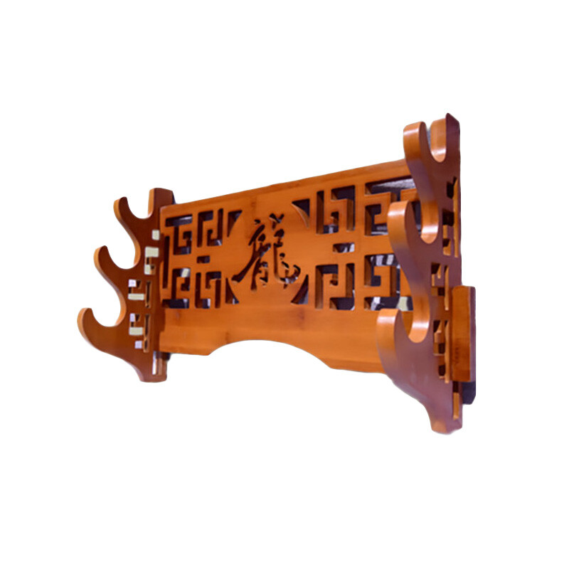 Wall Mount Samurai Sword Katana Holder Stand Bracket Bamboo Assembly Sword Rack