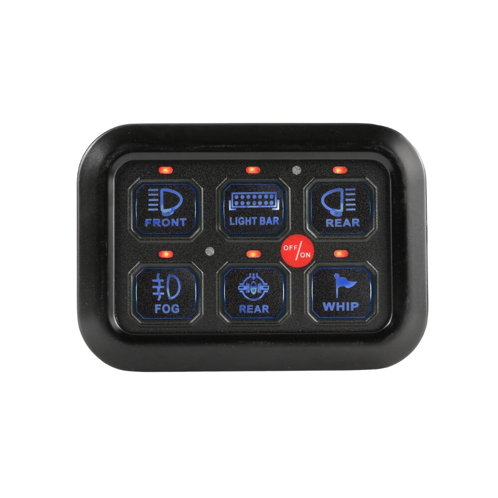 Auxbeam 6 Gang Switch Panel BC60 Universal Circuit Control Relay System Blue UTV
