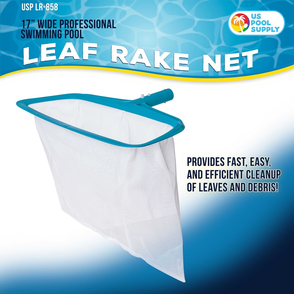 U.S. Pool Supply Pool Leaf Rake with Deep Net Bag & EZ Clip Handle
