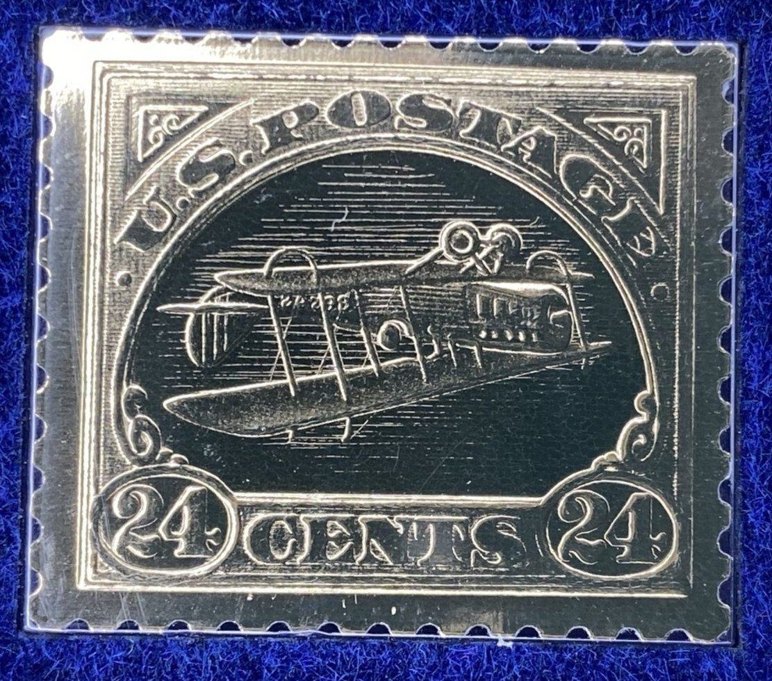 1918 Inverted Jenny 22kt gold 24 cent Stamp Replica Postal Commemorative Society