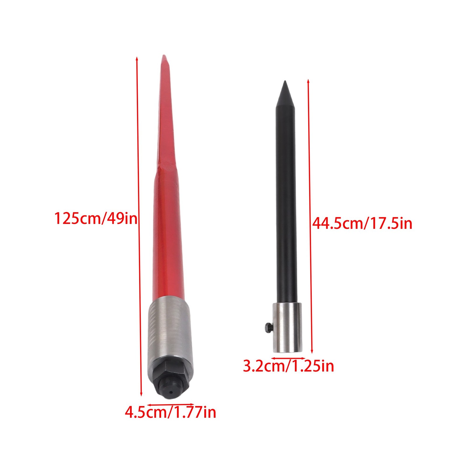 Hay Spear Attachment 49" With 2 Stabilizer Spears 3000 Lbs Capacity Bale Forks