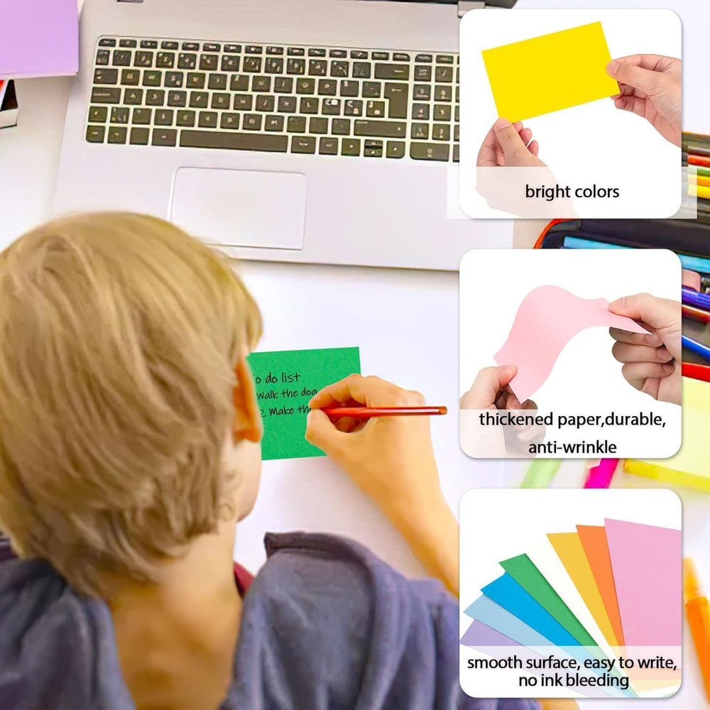 300PCS Colored Index Cards, 3X5 Inch Flash Cards Study Heavy Notecards