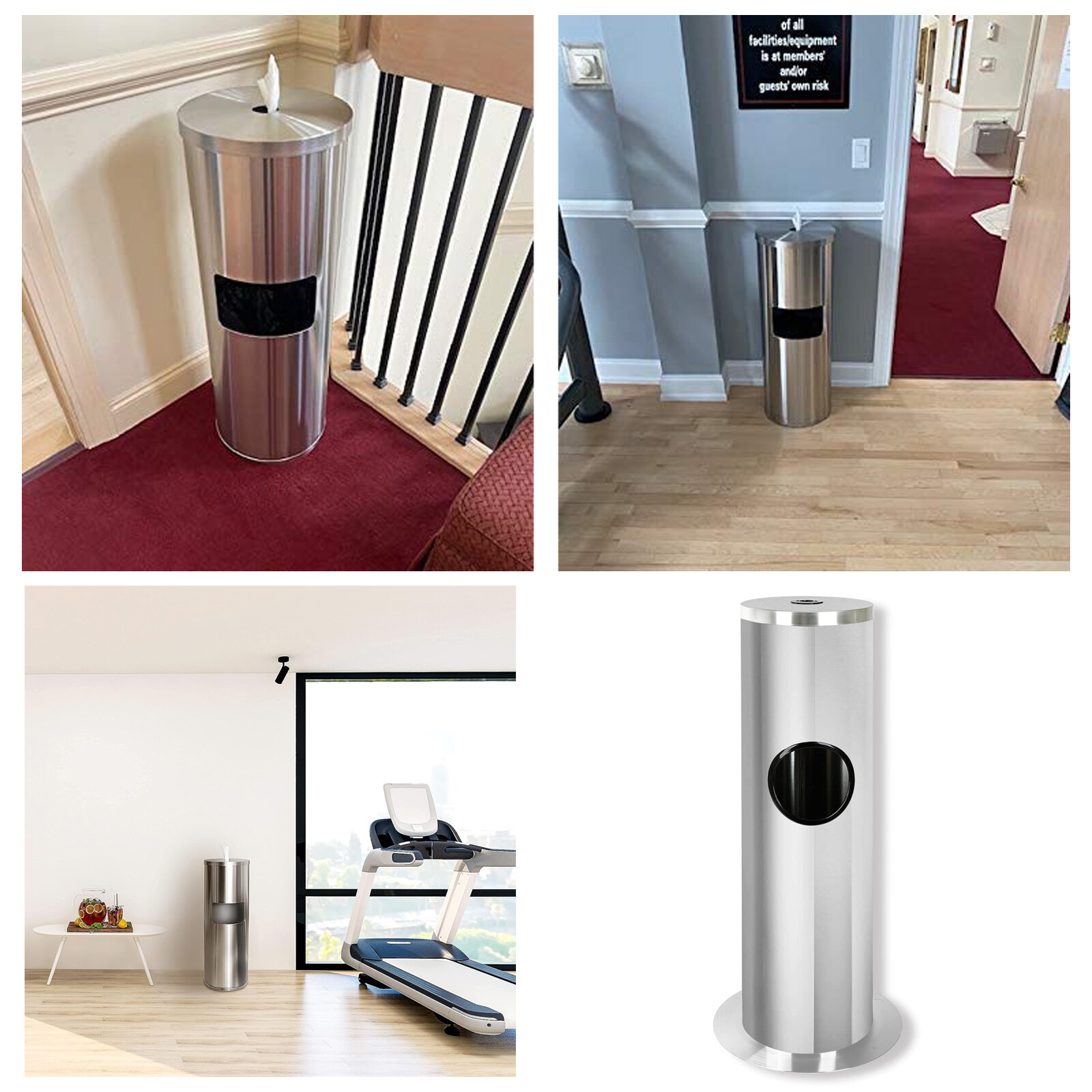Stainless Steel Floor Dispenser and Built-in Trash Can for Sanitary Wipes