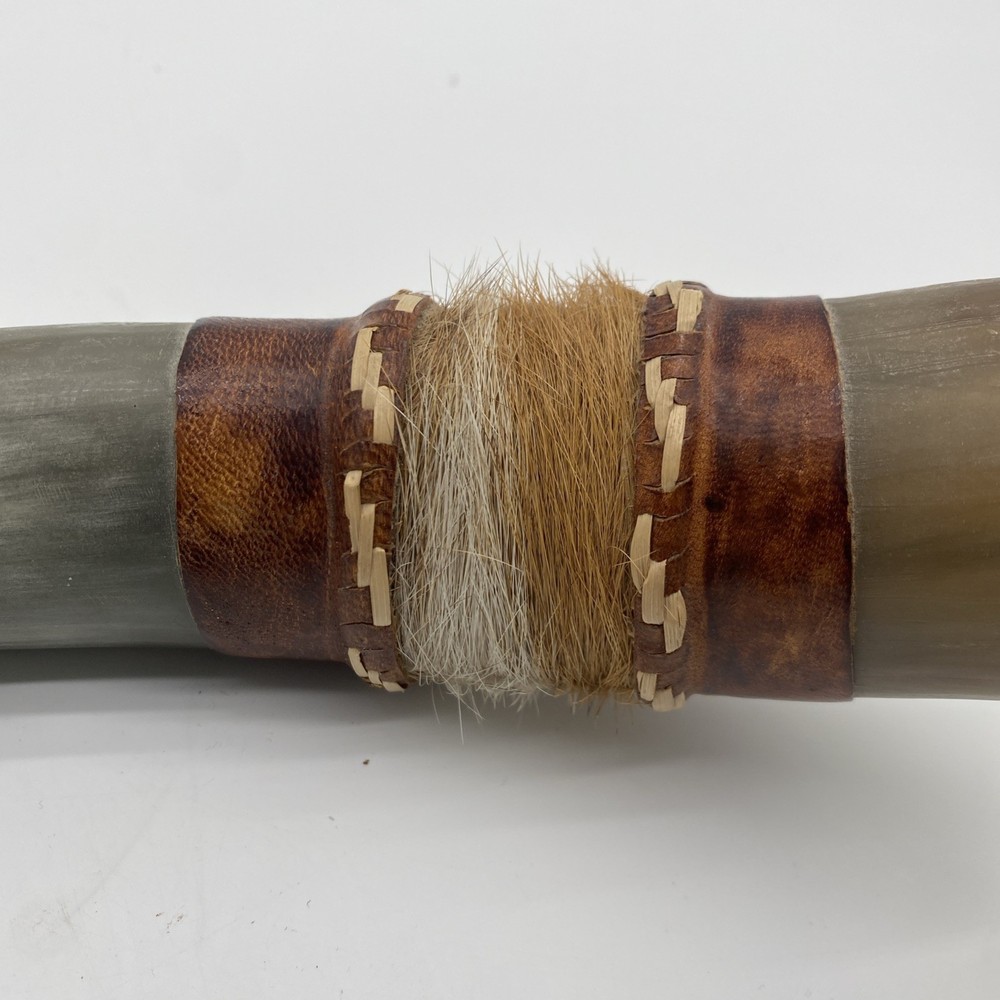 Vintage Powder Horn Muzzleloader with Leather Straps Hand Crafted