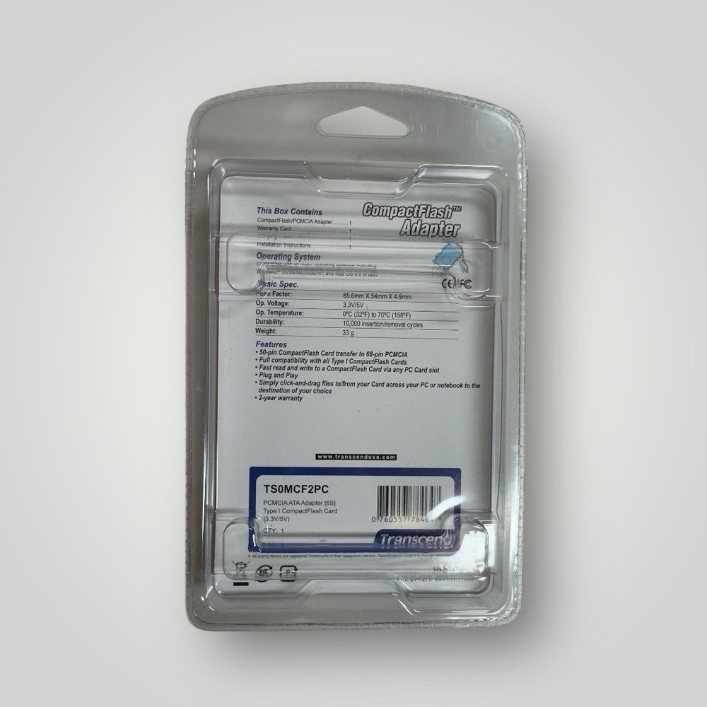 Transcend CompactFlash Adapter TSOMCF2PC New Sealed