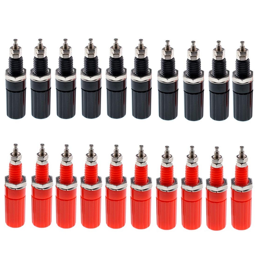 Oiyagai 20 Pack Binding Post Banana Plug Connectors, 4mm Panel Mount Jack Red