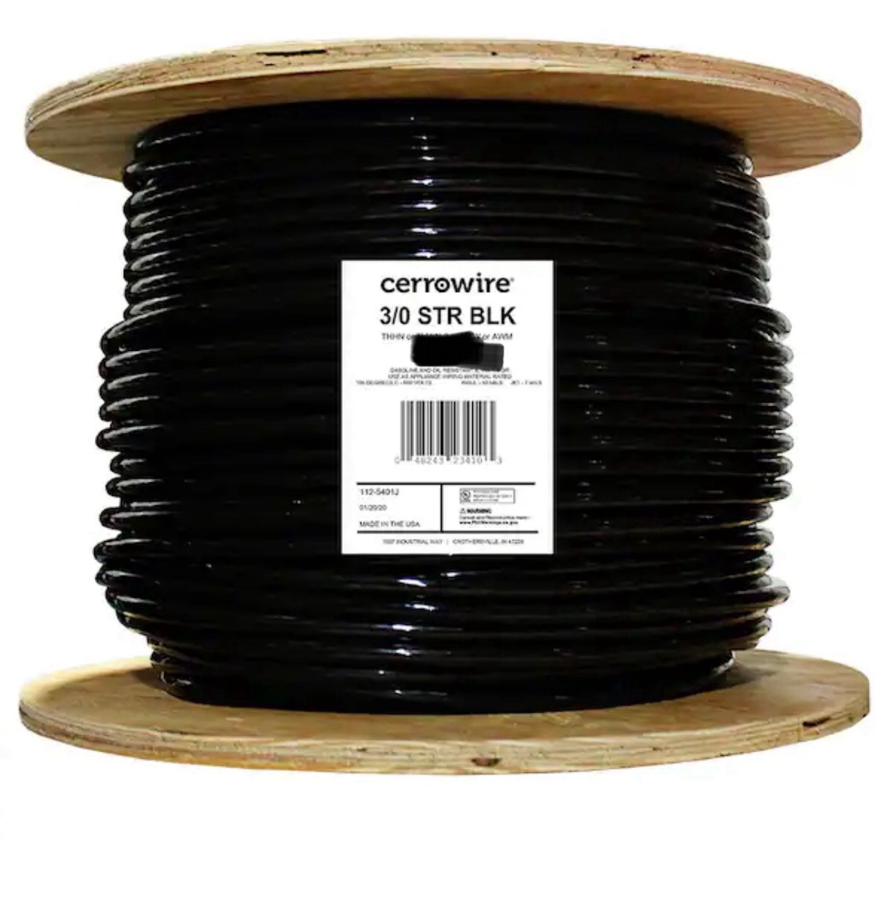 PER FOOT Cerrowire 3/0 Gauge Black Stranded Copper THHN Wire
