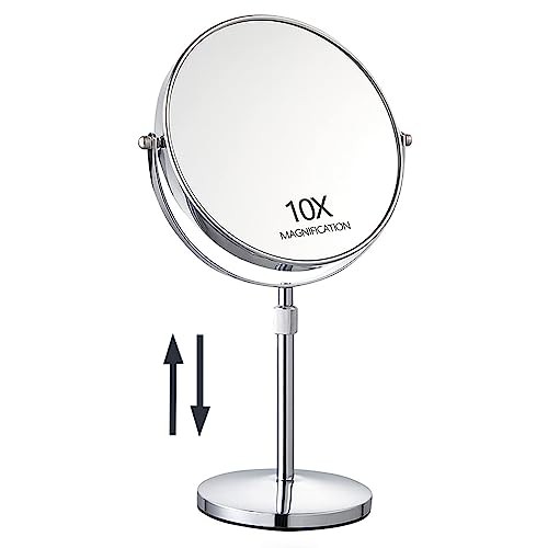 17" Tall Tabletop Magnifying Makeup Mirror Height Silver-8in-height Adjustable