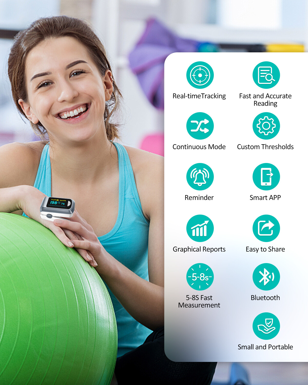 Pulse Oximeter Fingertip SpO2 Heart Rate Monitor Blood Oxygen Saturation Monitor