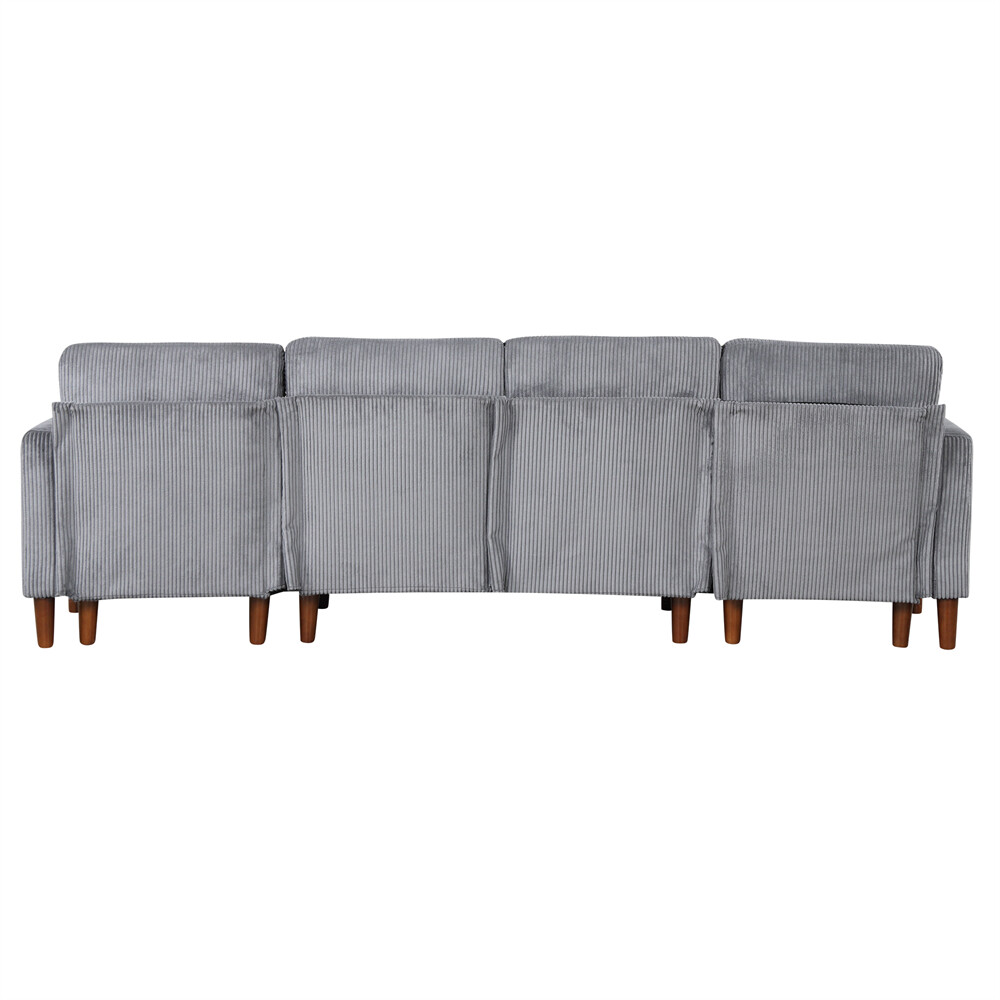 103'' U-shaped Sponge-filled Cushion Combination Sofa with Solid Wood Legs