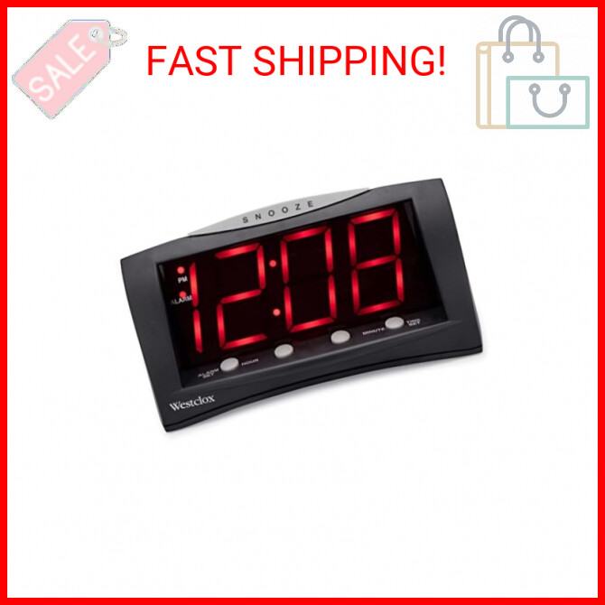 Westclox 66705 Large LED Alarm Clock, Red Display