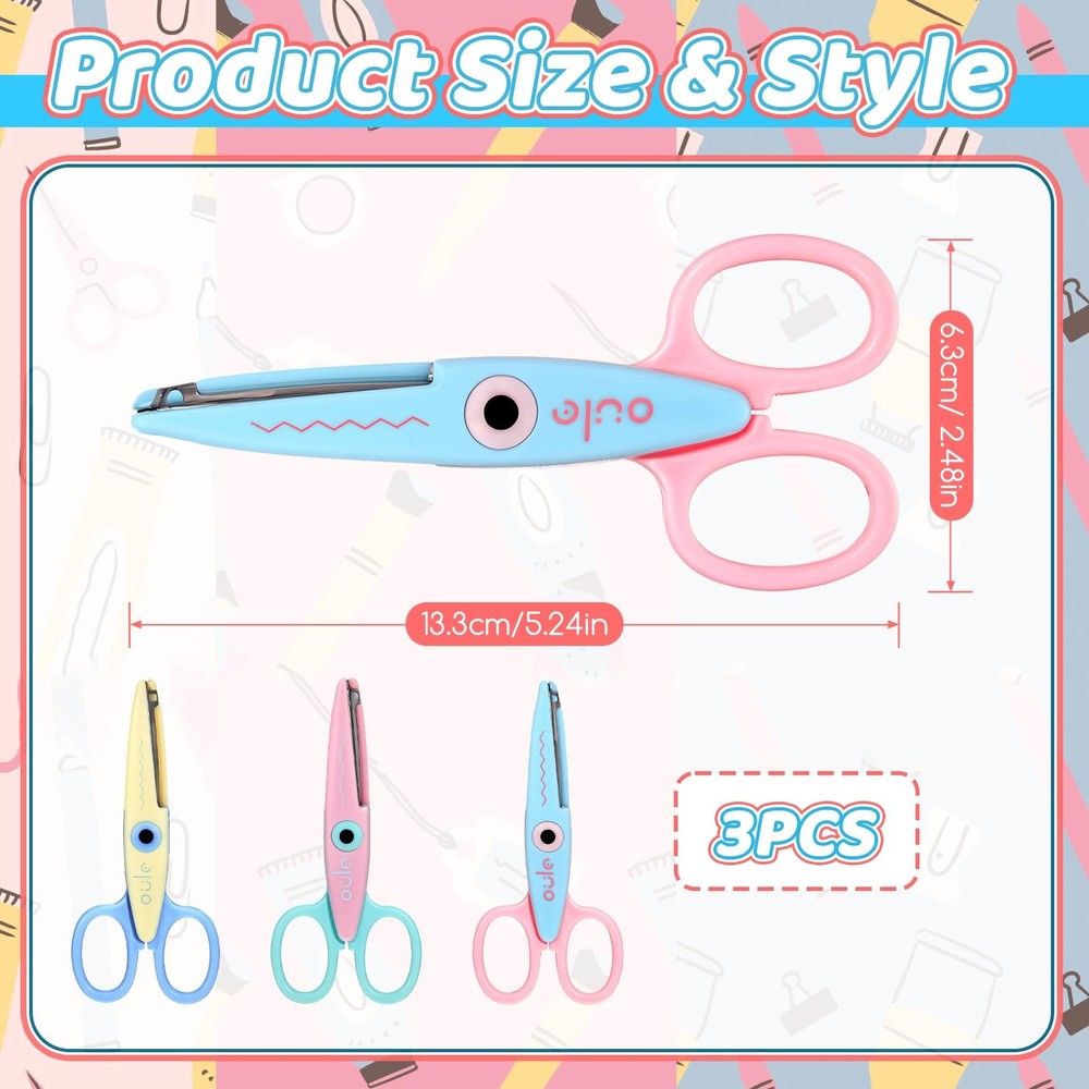3pcs Zig Zag Scissors, Decorative Pattern Edge Craft Scissors,5.2 x 2.52 Inch...
