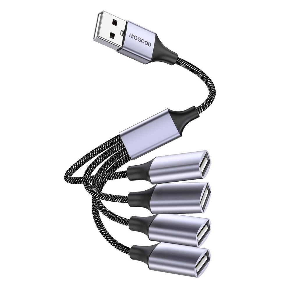 MOGOOD USB Splitter, 4-Port 2.0 Electronic Adapter, 1pack, Grey
