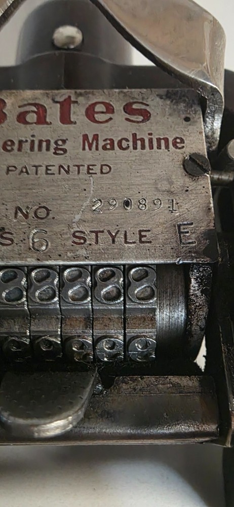 Vintage Bates Multiple Movement Numbering Machine Stamp 6 Wheels Style E