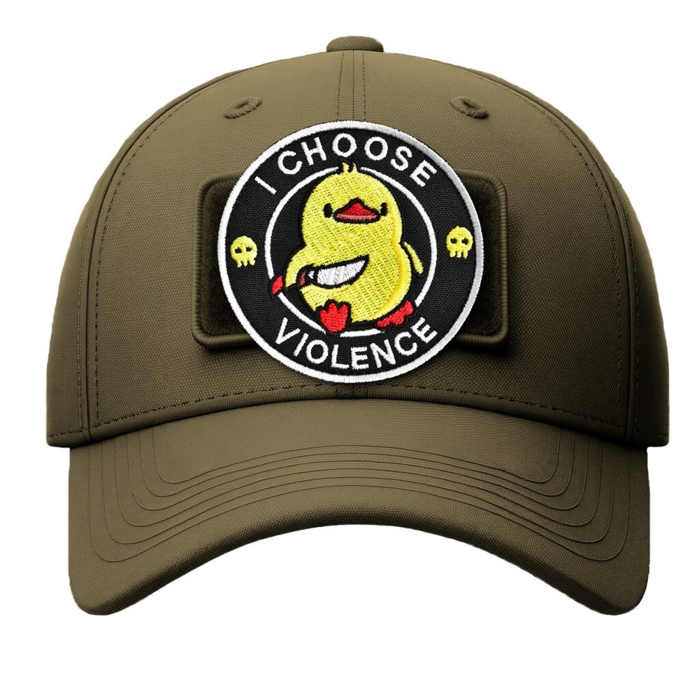 I CHOOSE VIOLENCE Patch, Round Embroidered Patch with Duck & Knife Design