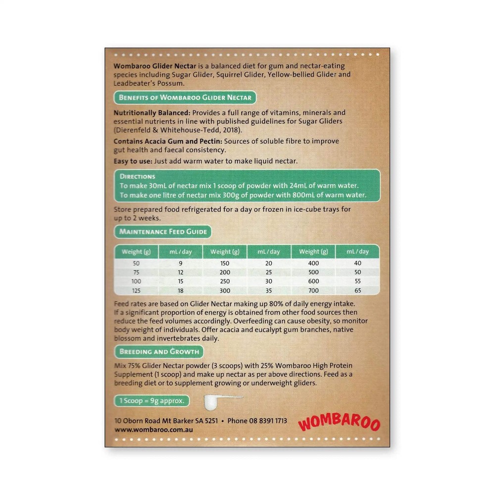 Wombaroo Glider Nectar for Sugar Gliders