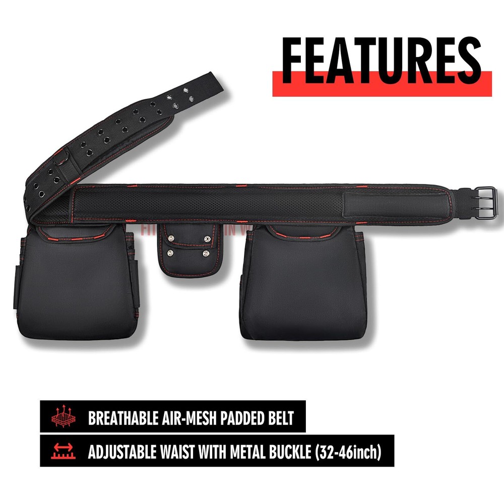 Tool Belt with Multiple Pockets，Adjustable and durable carpenter tool beltele...