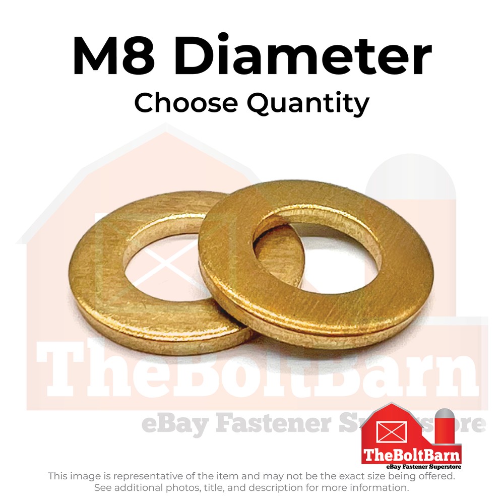 M8 Brass Flat Washers (Pick Quantity)