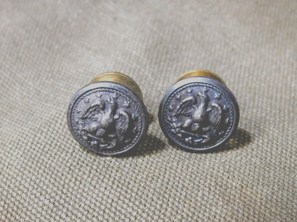 U.S.N. AVIATION  BRONZE VISOR CAP CHINSTRAP BUTTONS - MATCHED PAIR
