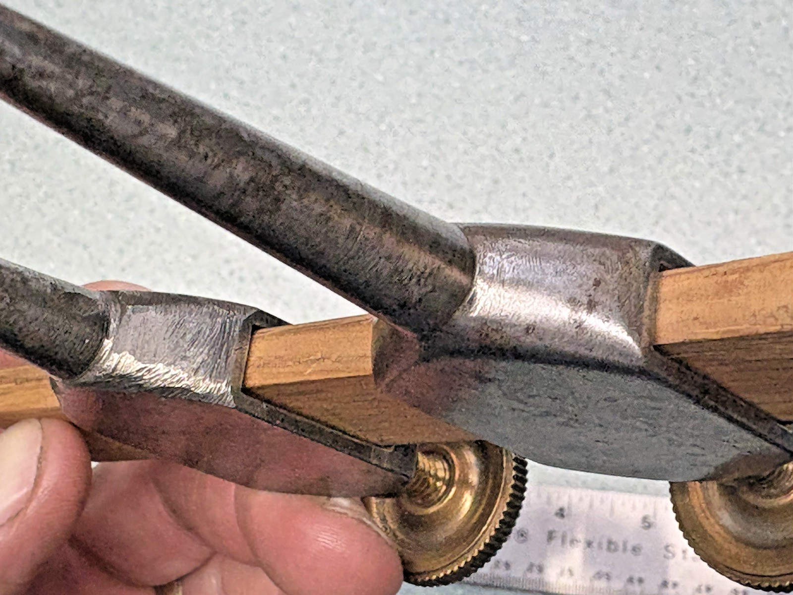 Pair Of Vintage 5 1/2" Trammel Points Unmarked Steel Points hand made NICE brass