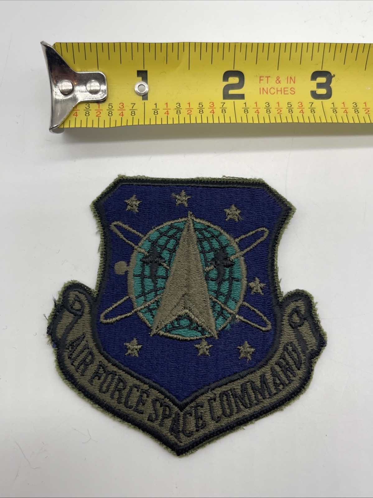 U.S. Military USAF AIR FORCE SPACE COMMAND Patch Insignia Cut Edge Subdued Iron