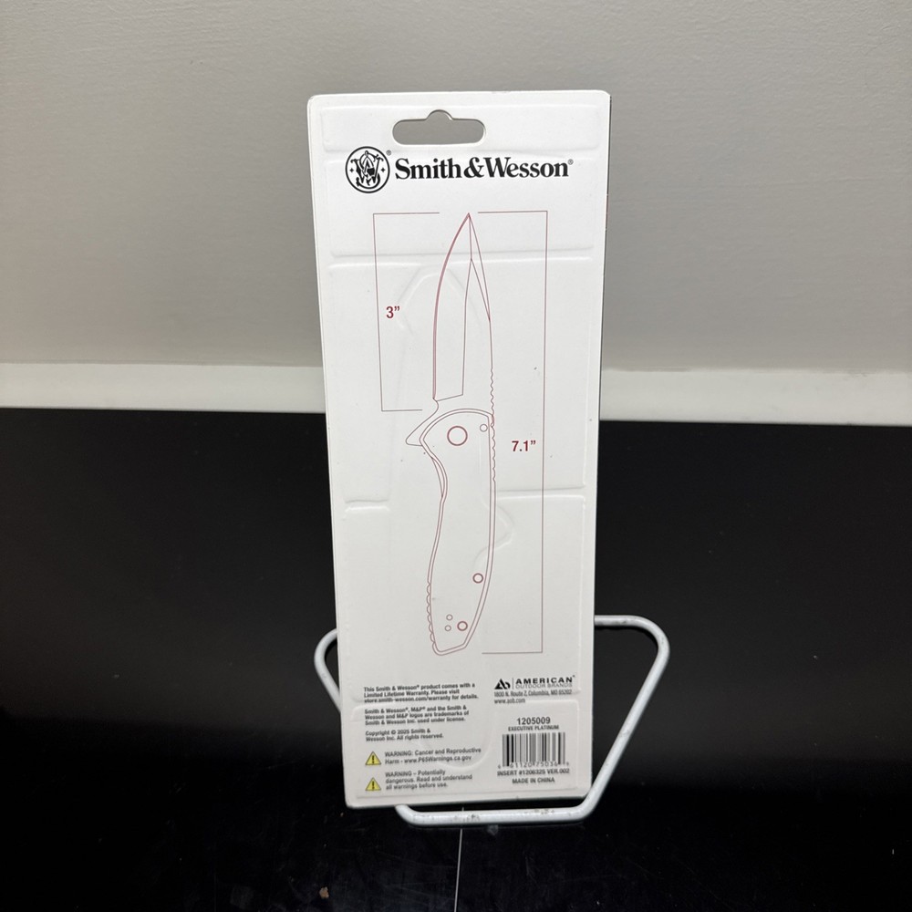 NEW Smith & Wesson Executive Platinum Frame Lock Stainless Folding Pocket Knife