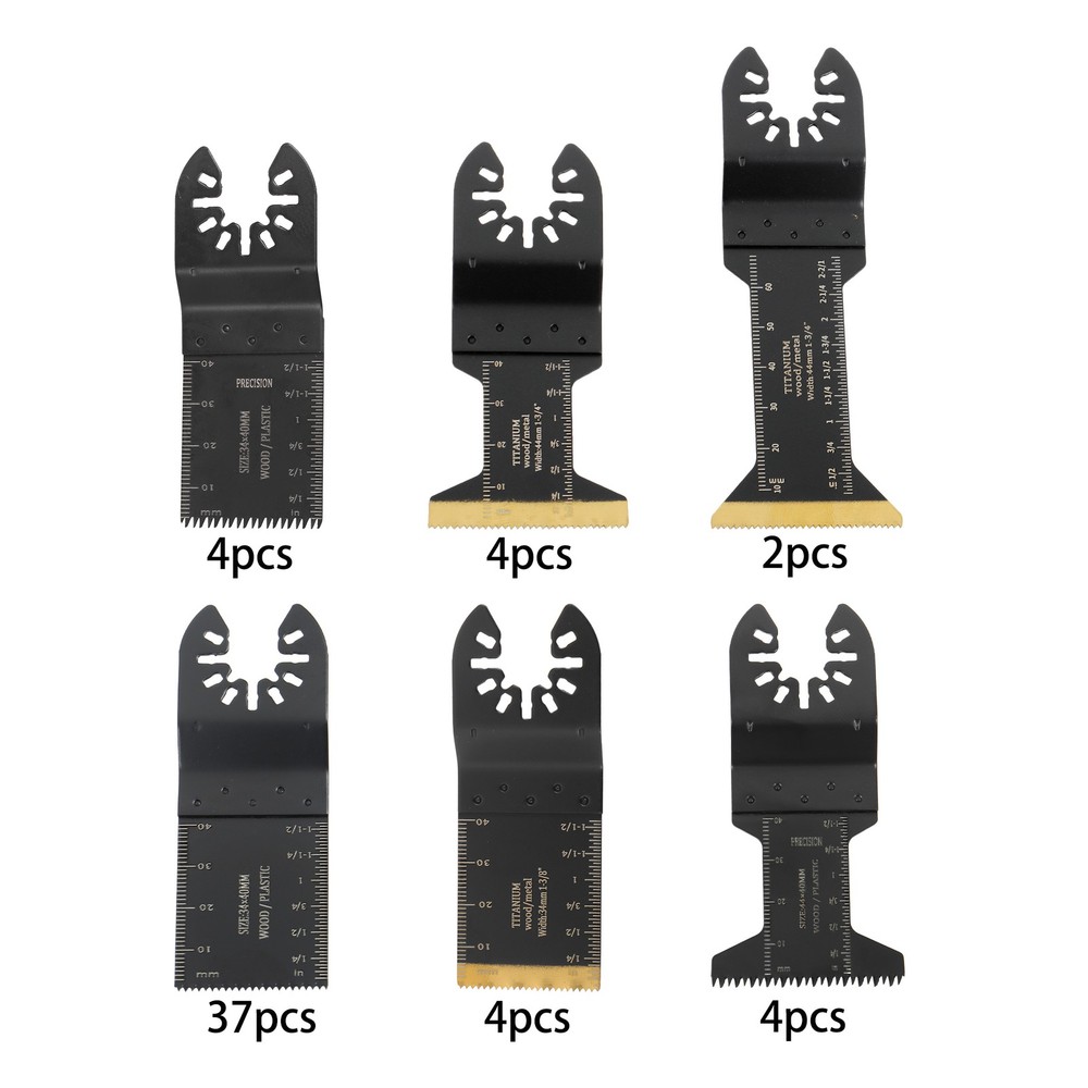 Black 55PCS 6 Types Universal Titanium Oscillating Saw Blades Multitool Blade