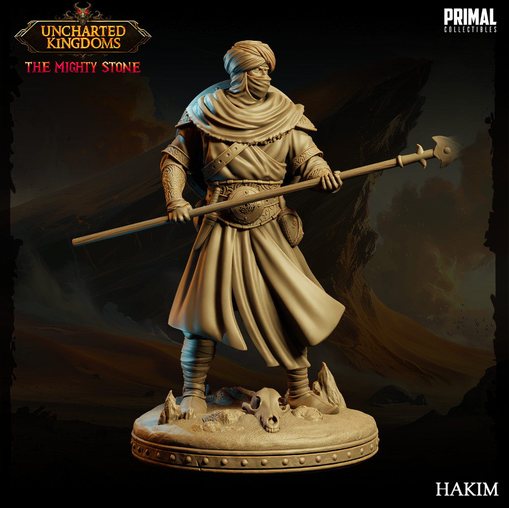 DnD Arab Desert Spear Fighter Character Mini 32mm Scale