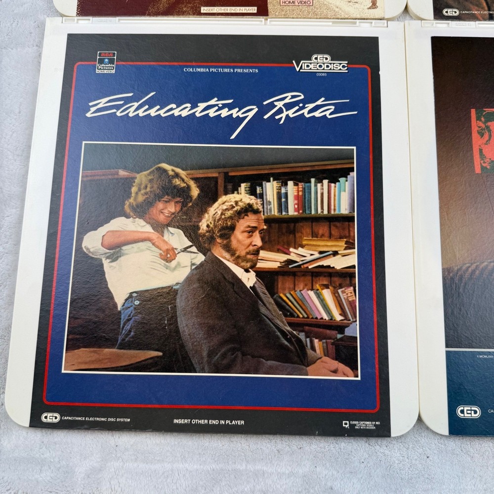Vintage CED Videodisc Lot 4: Missing, Sharky's Machine, Baffled, Educating Rita