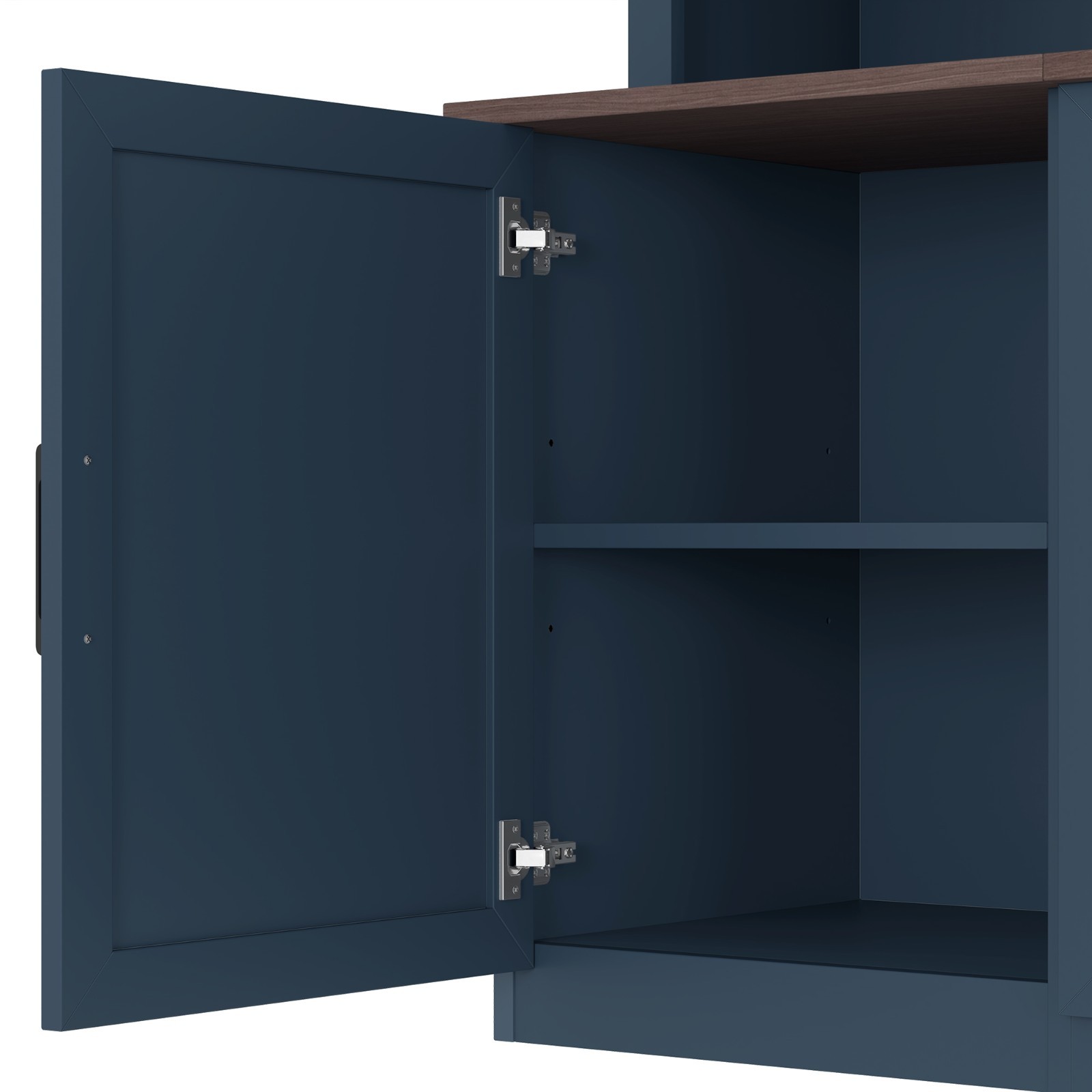 Blue Wall Unit Entertainment Center with Charging Station USB Storage TV Stand