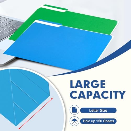 File Folder, 220 Pack Colored File Folder, 1/3 Cut Tabs, Letter Size,