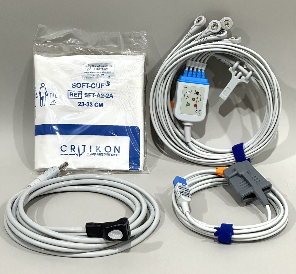 Philips MP50 Accessories Kit Bundle - Cuff, Hose, SpO2, 5-Lead ECG