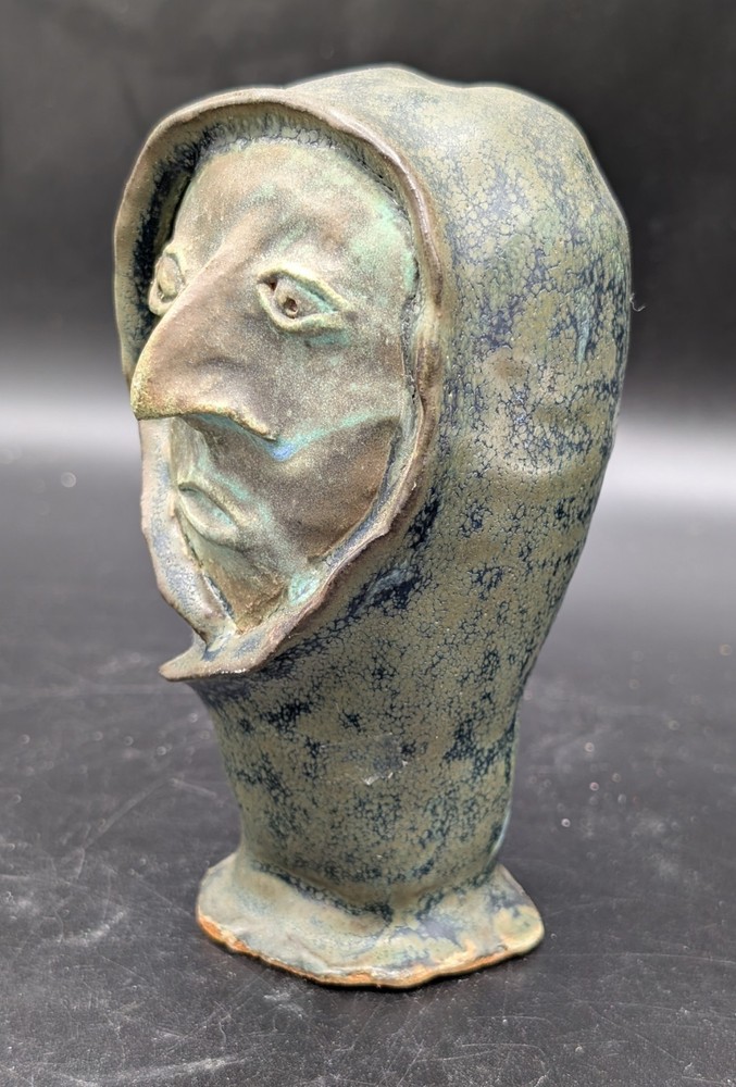Handmade Studio Pottery Glazed Ceramic Expressive Face Sculpture - "Lars"