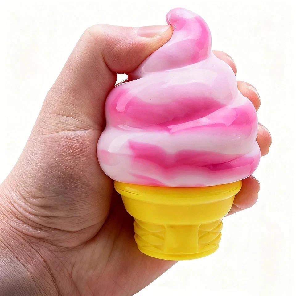 Nee Doh Nice Cream Cone Squishy - PINK - New - 1pcs