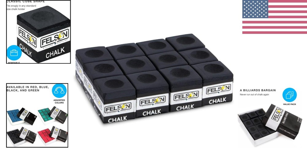 Enhanced Game Performance with Felson Pool Chalk Cubes - 12 Count Storage Pack