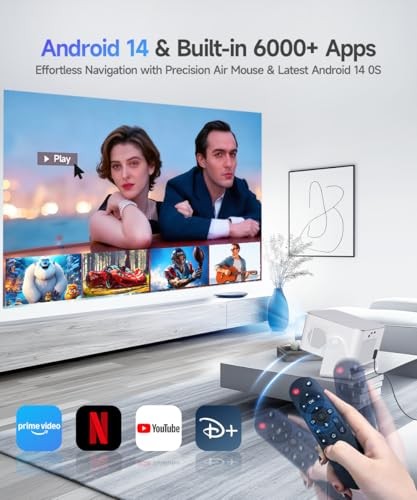 Mini Projector with Wifi6 and Bluetooth5.4, Smart Portable Projector 4K Silver