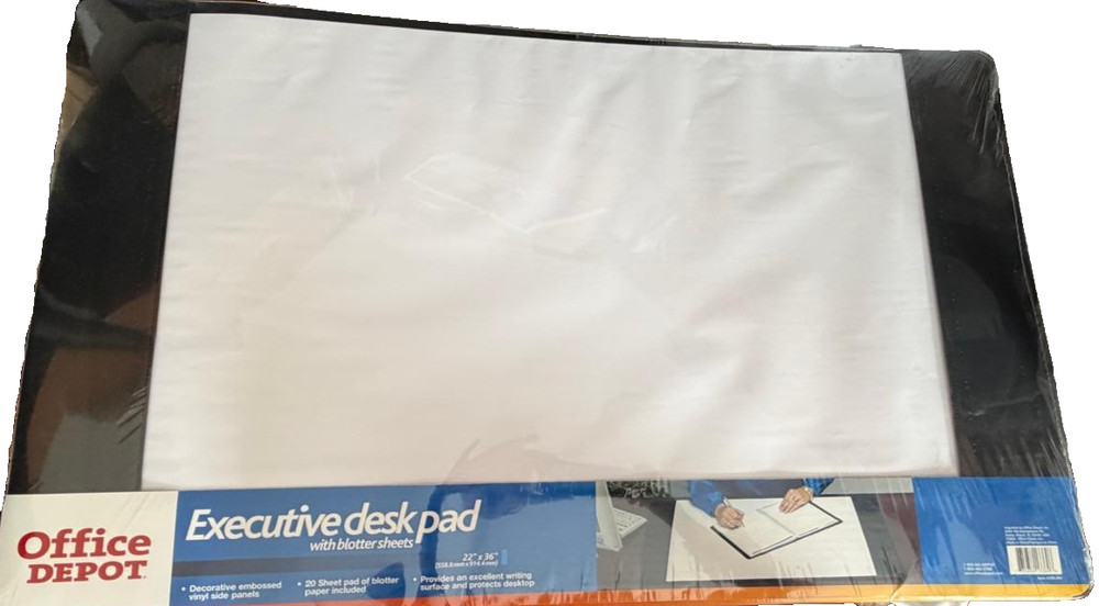 Executive Office Desk Pad w/ Blotter Sheets 22"x36" Decorative Vinyl Side Panel