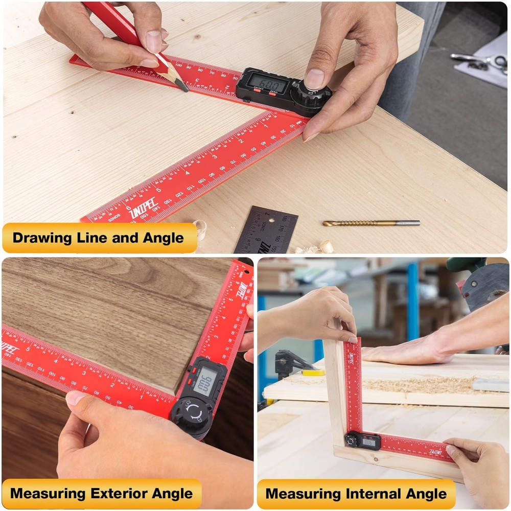 Digital Angle Finder Protractor, 7" / 200 mm Angle Measuring Tool with LCD Di...