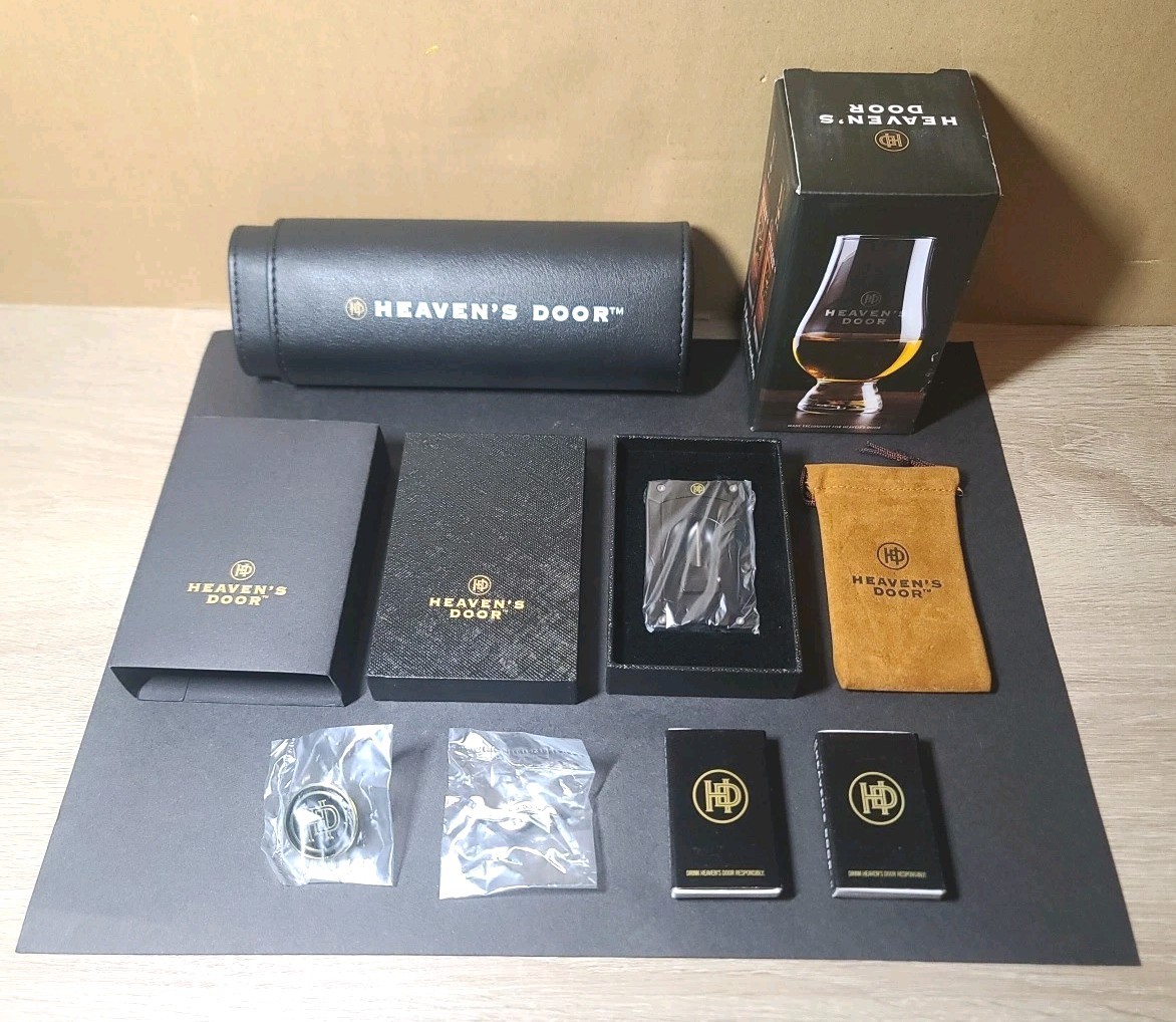 Bob Dylan HEAVEN'S DOOR! Cigar Cutter & Holder, Pins, Matches, & Whiskey Glass!