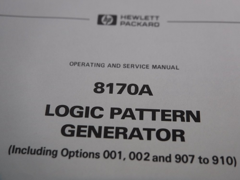 Hewlett Packard 8170A Logic Pattern Generator Manual 08170-90001