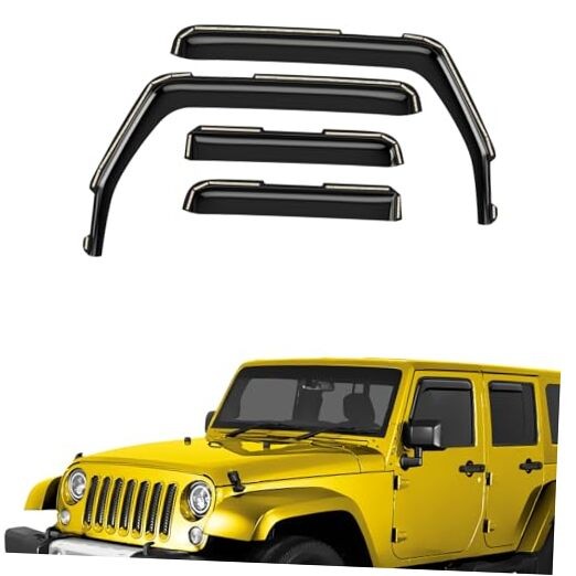 Extra Durable Window Deflectors in-Channel Window For Jeep Wrangler 07-18 JK