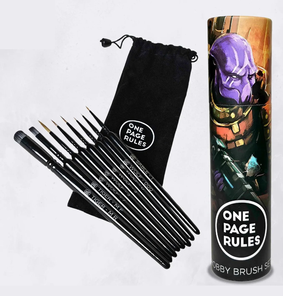 One Page Rules Hobby Brush Set - 8 Paint Brushes