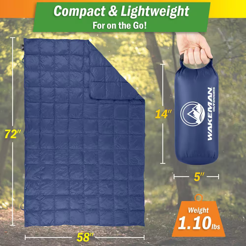 78 X 52 In. down Camp Blanket, Blue