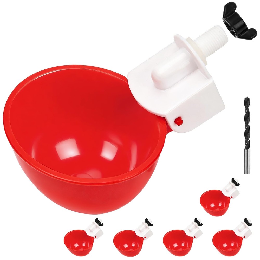 Automatic Chicken Waterer Cups 6 Pack Large Leakproof Poultry Feeder - Easy