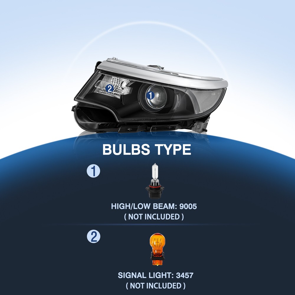 Halogen Model For 2011 2012 2013 2014 Ford Edge Black Headlight Headlamp Pair