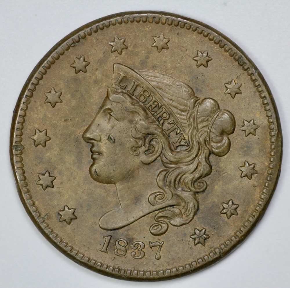 1837 Coronet Head 1C Large Cent Medium Letters
