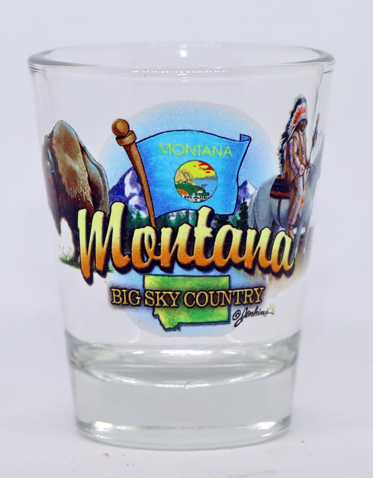 MONTANA BIG SKY COUNTRY STATE ELEMENTS SHOT GLASS SHOTGLASS