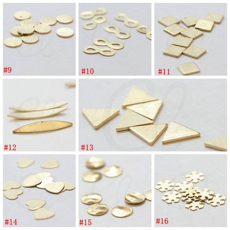 Solid Raw Brass No Hole Component-Crescent-Geometry-Triangle-Heart (4527C-1)