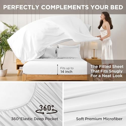 7 Pieces Comforter Set - Utral Soft Microfiber Bedding Set, Thick King White