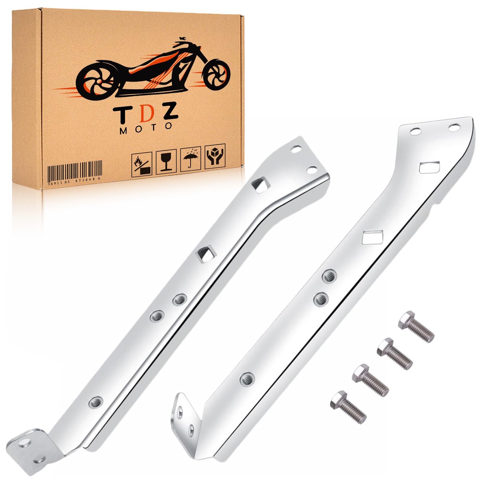 TDZ Chrome Saddlebag Rail Support Bracket Left &